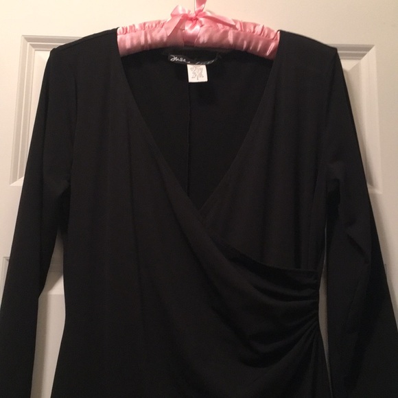 Susan Lucci Black Faux Wrap Dress - Picture 2 of 8